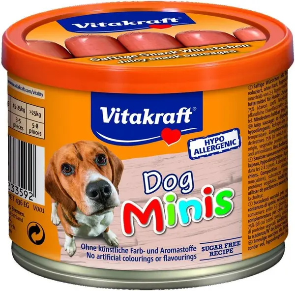 Vitakraft Dog Minis hovězí klobása za odměnu pro psy 120 g