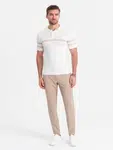 Ombre Men's classic cut pants in fine check - sand