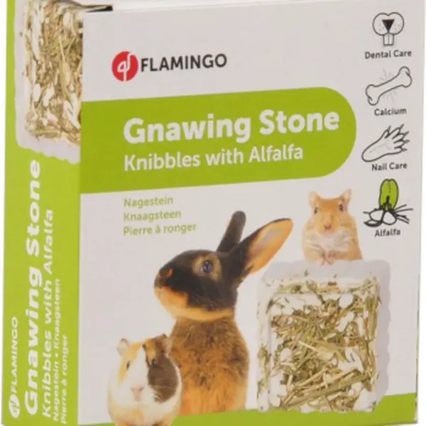 Flamingo Gnawing Stone Knibbles - minerálny kameň s lucernou 1 ks