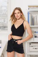 Trendyol Black Cotton Strap V-neck Flexible Knitted Bustier