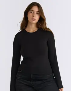 Organic Basics Everyday Regular Long Sleeve Tee Black XL