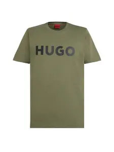 HUGO Tričko 'Dulivio'  kaki / čierna