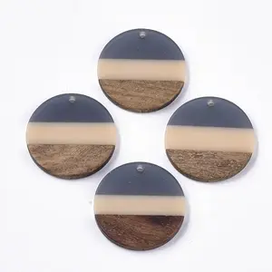 Two Tone Transparent Resin & Walnut Wood Pendants