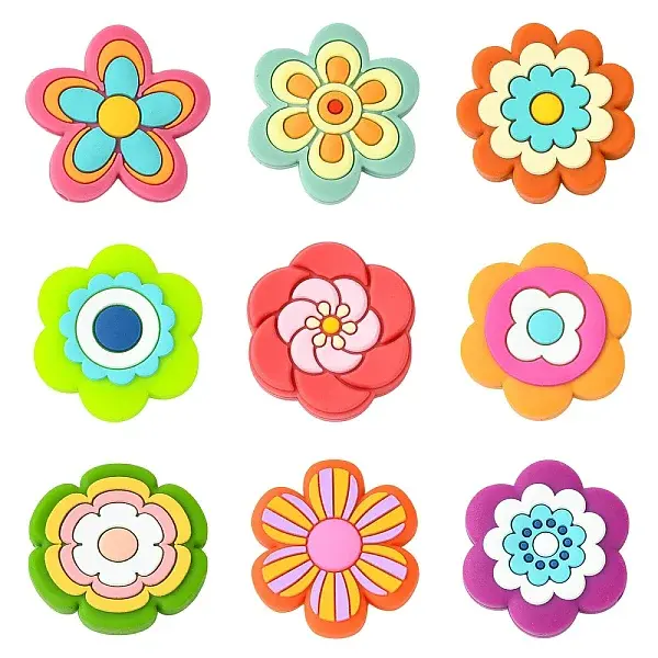 18Pcs 9 Styles Silicone Beads