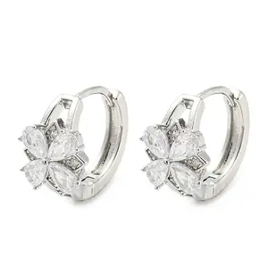 Brass with Cubic Zirconia Hoop Earrings
