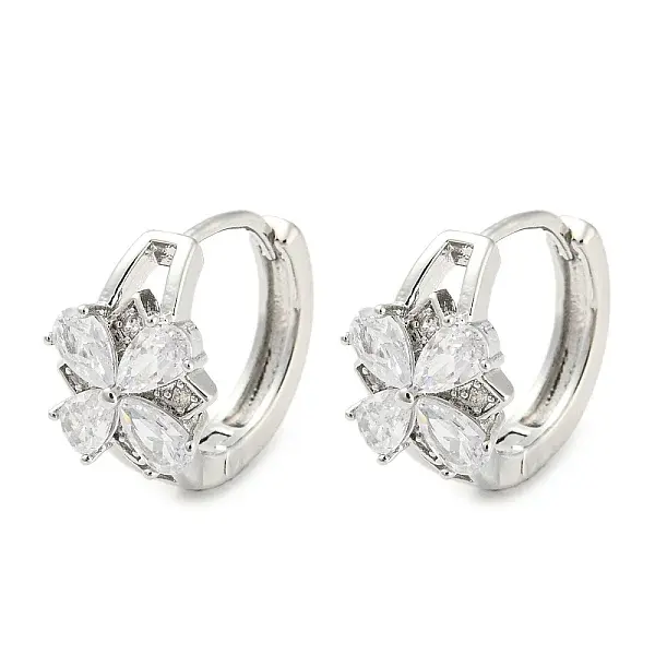 Brass with Cubic Zirconia Hoop Earrings