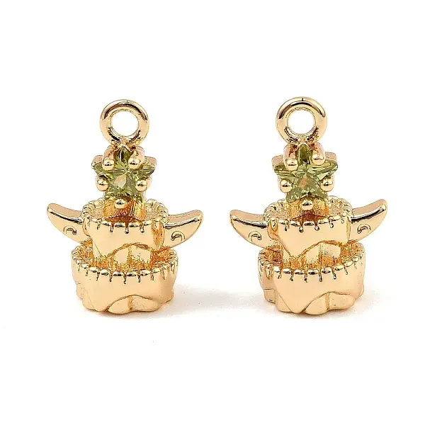 Brass Micro Pave Cubic Zirconia Charms