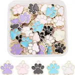 80Pcs 5 Colors Alloy Enamel Pendants