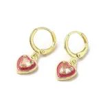 Heart Golden Brass Dangle Leverback Earrings