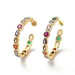 Ion Plating(IP) Cubic Zirconia Geometry Stud Earring