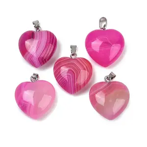 Dyed Natural Banded Agate Pendants
