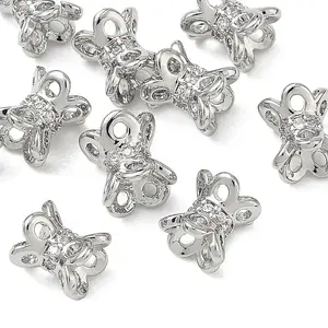 SHEGRACE Brass Clear Cubic Zirconia Beads