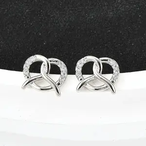 Rack Plating Brass Micro Pave Clear Cubic Zirconia Stud Earrings