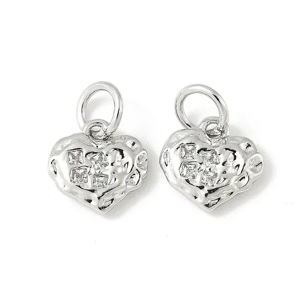 Brass Micro Pave Clear Cubic Zirconia Charms