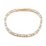 Brass Pave Clear Cubic Zirconia Rectangle & Flat Round Link Bracelets