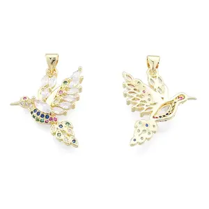 Brass Micro Pave Colorful Cubic Zirconia Pendants