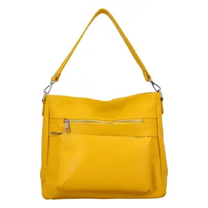 Dámská kožená kabelka přes rameno žlutá - Delami Jody