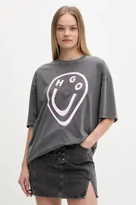HUGO Blue tričko dámské bavlněné Oversized_Tee_B