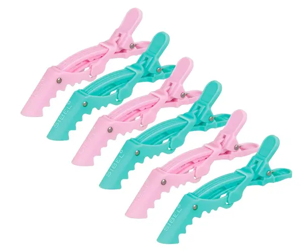 Klipsy do vlasů Sibel Gator - 11 cm, růžové, zelené, 6 ks (P005202) + dárek zdarma