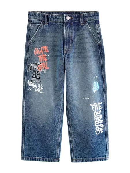 Next Džínsy  modrá denim / malinová / čierna / biela
