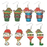 4Pair Christmas Iron Dangle Earrings for Women