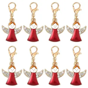 10Pcs Christmas Alloy Enamel Pendant Decorations
