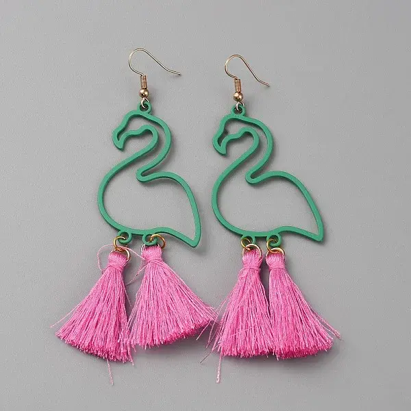 Alloy Flamingo Chandelier Earrings