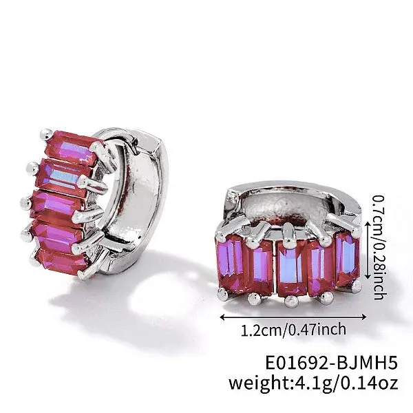 Cute Square Candy Brass Cubic Zirconia Hoop Earrings