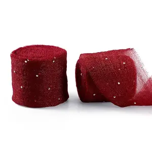 2Rolls Polyester Hot-fix Rhinestone Raw Edges Ribbon