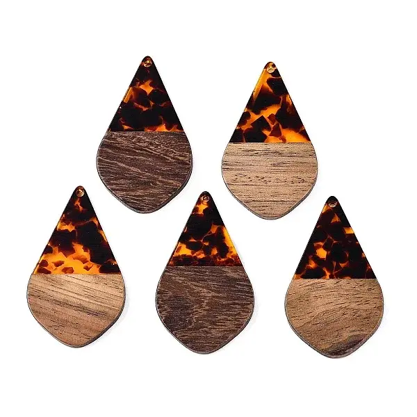 Transparent Resin and Walnut Wood Pendants