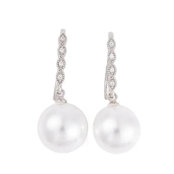 Rack Plating Brass Cubic Zirconia ABS Pearl Earring Hooks