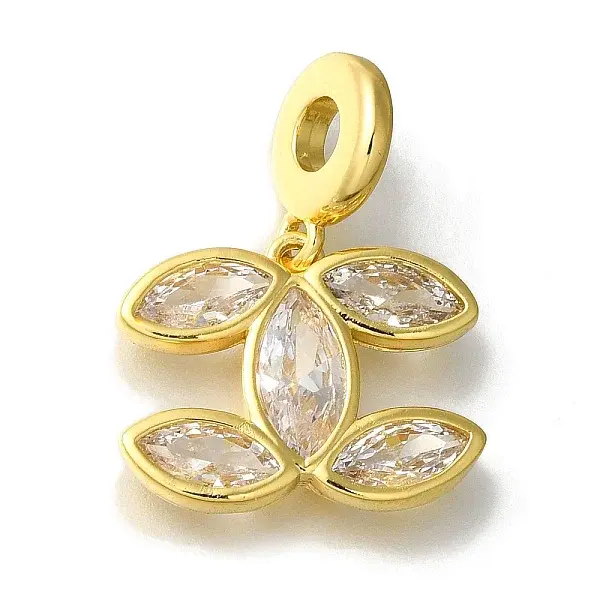 Leaf Rack Plating Brass Micro Pave Clear Cubic Zirconia Pendant