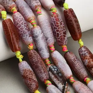 Dyed & Heated Natural Fire Crackle Agate Beads Strands