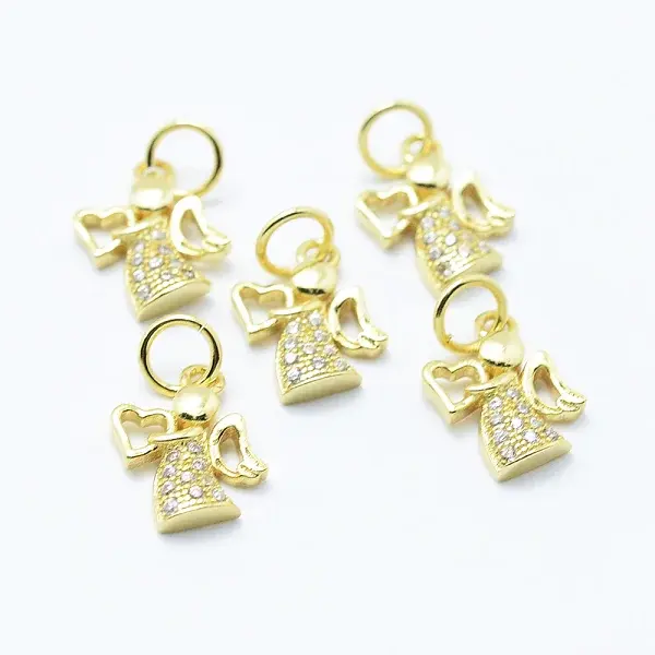 Brass Micro Pave Cubic Zirconia Charms