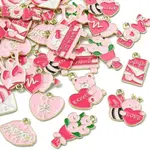 36Pcs 12 Styles Valentine's Day Alloy Enamel Pendants