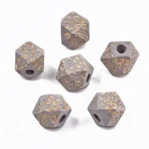 Painted Natural Wood Beads