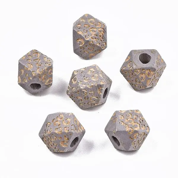 Painted Natural Wood Beads