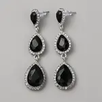 Glass Teardrop Dangle Stud Earrings with Rhinestone