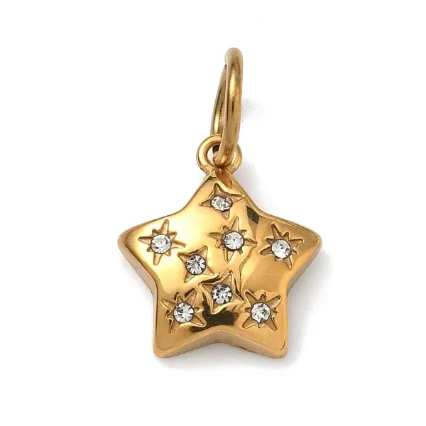 304 Stainless Steel Micro Pave Clear Cubic Zirconia Pendants