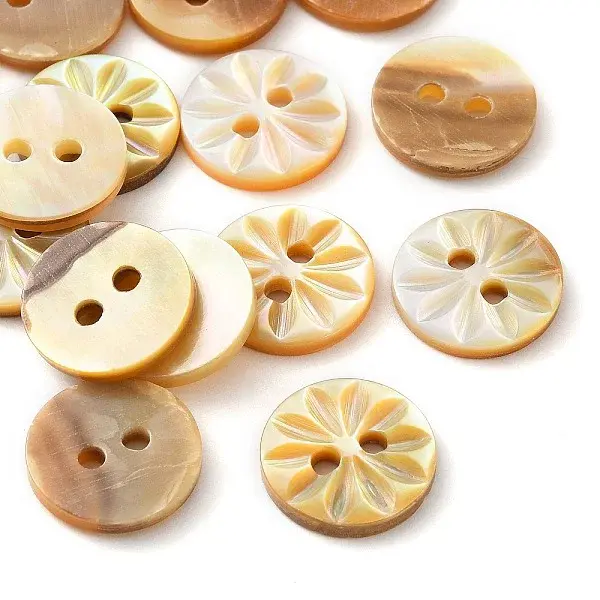 Carved Flower Natural Shell Buttons