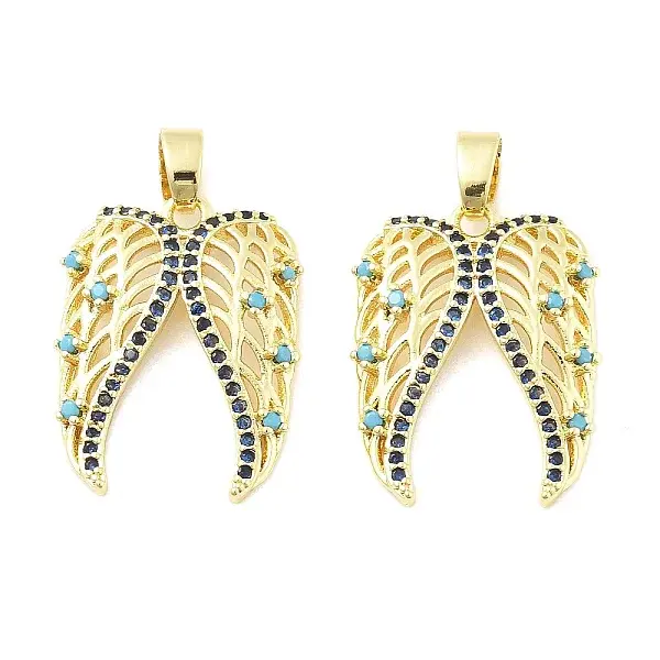 Wings Brass Micro Pave Cubic Zirconia Pendants