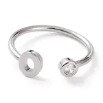 Brass Micro Pave Clear Cubic Zirconia Cuff Rings