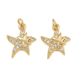 Brass Micro Pave Clear Cubic Zirconia Charms