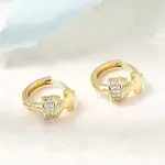 Cross Brass Micro Pave Cubic Zirconia Hoop Earrings