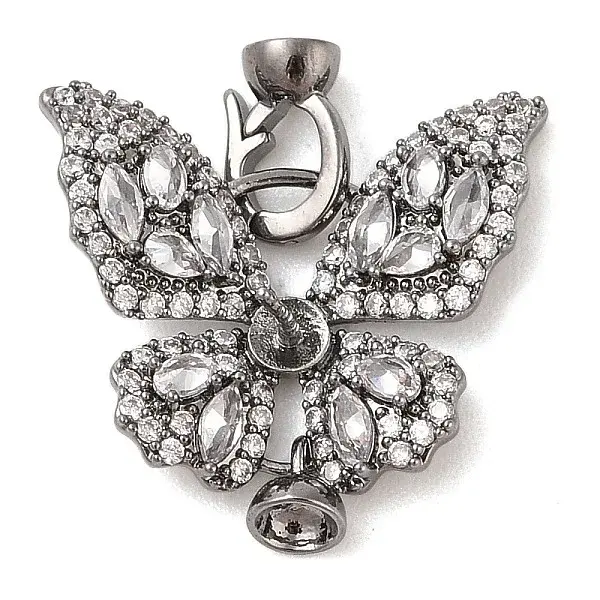 Brass Micro Pave Clear Cubic Zirconia Fold Oval Clasps