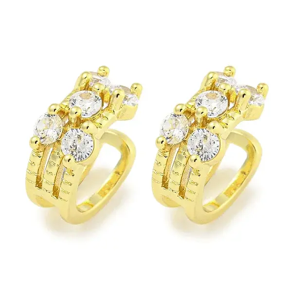 Brass Micro Pave Cubic Zirconia Cuff Earrings