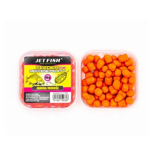 Jet fish fluo měkčené pelety 40 g - jahoda moruše