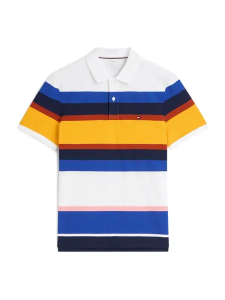 TOMMY HILFIGER Tričko 'Regular Fit Stripe'  modrá / tmavomodrá / žltá / biela