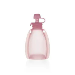 Silikonový plnitelný sáček na dětskou stravu, Transparent Pink