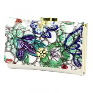 Dámská kožená peněženka bílá/květina - Gregorio Lanny